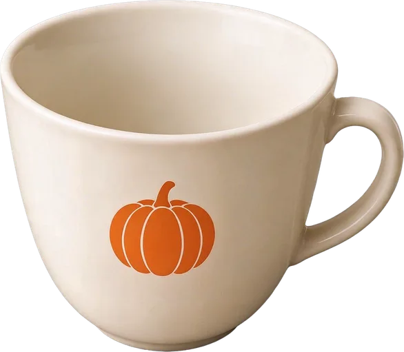 White Latte Cup with Pumpkin Logo